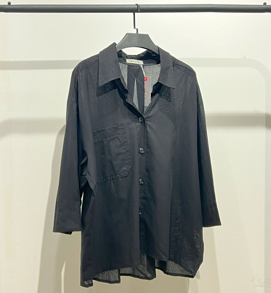 شومیز مشکی ساده آستین کیمونو