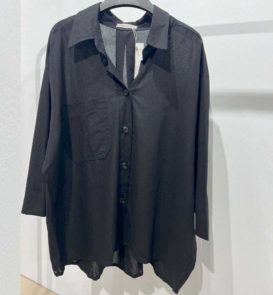 شومیز مشکی ساده آستین کیمونو