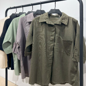 شومیز کتان پشت دکمه آستین پاکتی